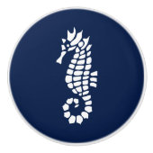 Tierküste in Blauer und Weißem Seepferd Keramikknauf (Vorderseite)