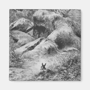 Tierlandschaft Hirsch und einheimische Pflanze Vin Magnet