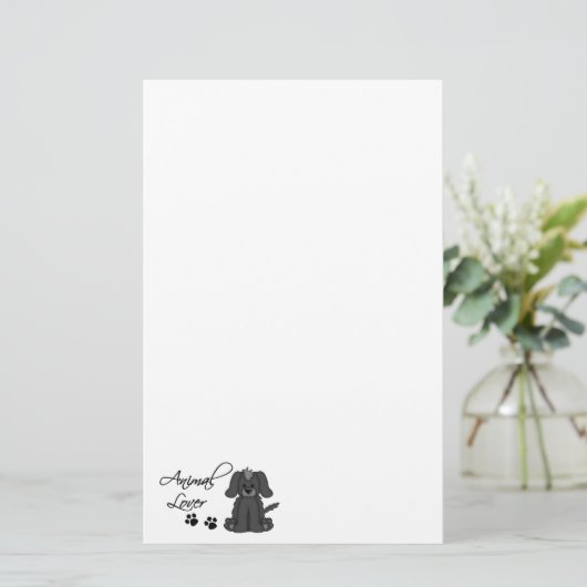 Tierliche Lover-Cartoon-Hunde- und Pfotendrucke Briefpapier (Stehend Vorderseite)