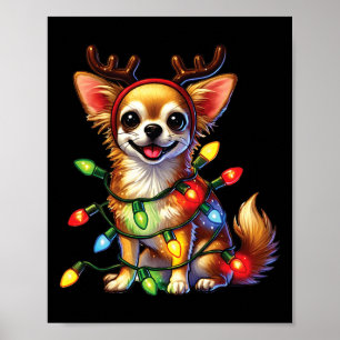 Tierliebhaber Chihuahua Hunde Reindeer Christma Poster