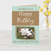 Tierliebhaber fügen Foto braun Grün Geburtstag Karte (Gelbe Blume)