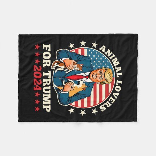 Tierliebhaber für Trump-Kampagne 2024 für Katzen u Fleecedecke (Vorderseite (Horizontal))