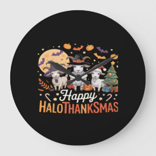 Tierliebhaber glückliche Hallothanksmas Essentia Große Wanduhr
