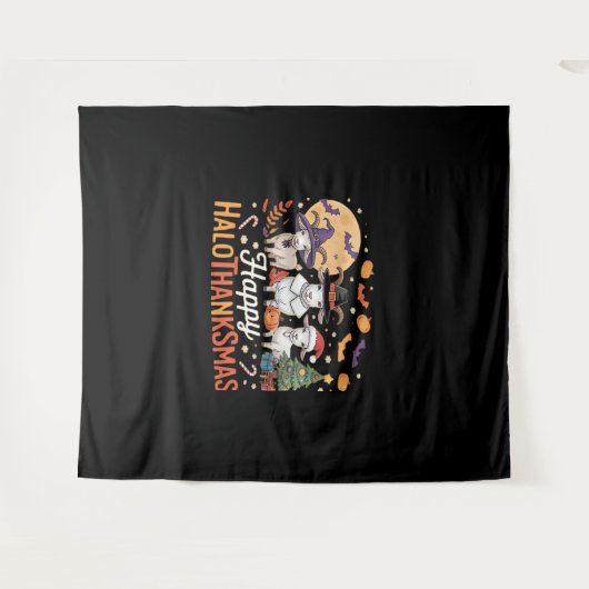 Tierliebhaber glückliche Hallothanksmas Essentia Wandteppich (Vorderseite (Horizontal))