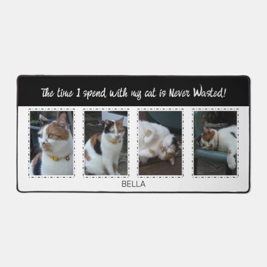 Tierliebhaber Katzen 4 Foto Name Schwarz Schreibtischunterlage (Vorderseite)