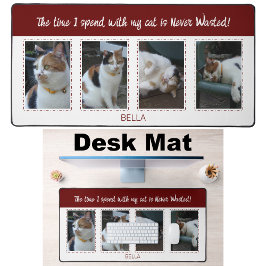 Tierliebhaber Katzen 4 Foto Name weiß Bordeaux Schreibtischunterlage