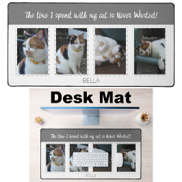 Tierliebhaber Katzen 4 Foto Name weiß grau Schreibtischunterlage