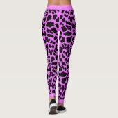 Tierliebhaber Leopard drucken schwarz auf Rosa Leggings (Rückseite)