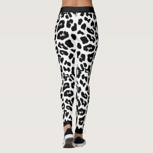 Tierliebhaber Leopard drucken schwarz und weiß Leggings (Rückseite)