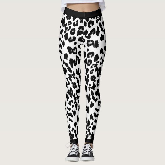 Tierliebhaber Leopard drucken schwarz und weiß Leggings (Vorderseite)