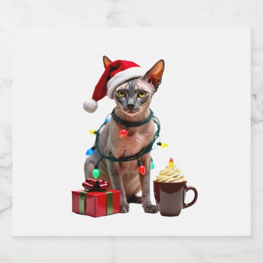 Tierliebhaber Niedliche Sphynx-Katzenrennläufer Schaumweinetikett (Einzelnes Label)