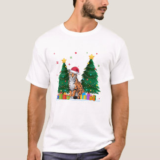 Tierliebhaber Ozelot Weihnachtsmann T-Shirt
