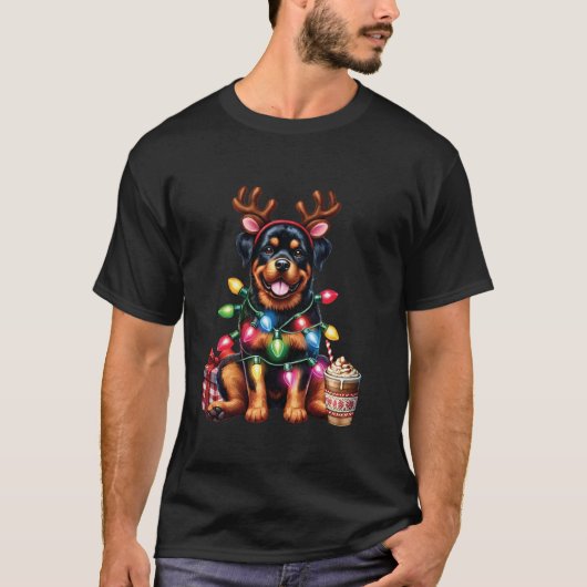Tierliebhaber Rottweiler Dog Reindeer Christma T-Shirt (Vorderseite)