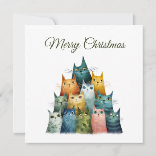 Tierliebhaber Süße Lustige Katzen Weihnachtsbaum Feiertagskarte