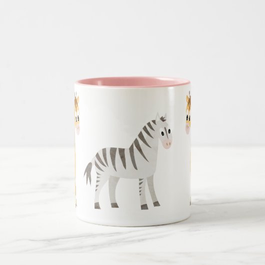 Tierliebhabergiraffe und Zebra Zweifarbige Tasse (Mittel)