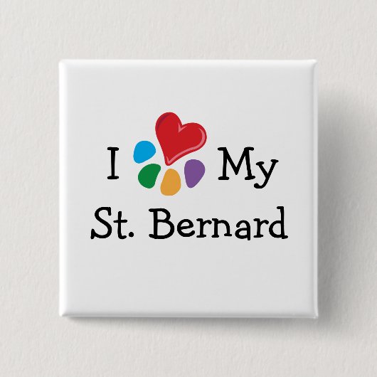 TierLover_I Herz mein Bernhardiner Button (Vorderseite)