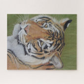 Tiermalerei auf Tiger mit traurigen Augen, große K Puzzle (Horizontal)