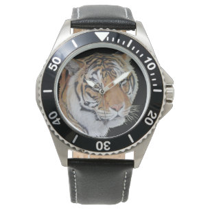 Tiermalerei des Tigers mit großer Katze der Armbanduhr