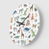 Tiermaske der Kinder, Virusmuster. Große Wanduhr (Winkel)