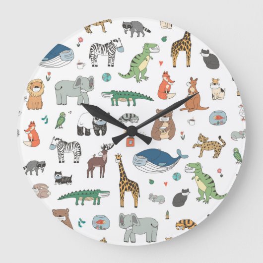 Tiermaske der Kinder, Virusmuster. Große Wanduhr (Vorderseite)