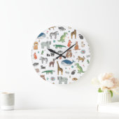 Tiermaske der Kinder, Virusmuster. Große Wanduhr (Zuhause)