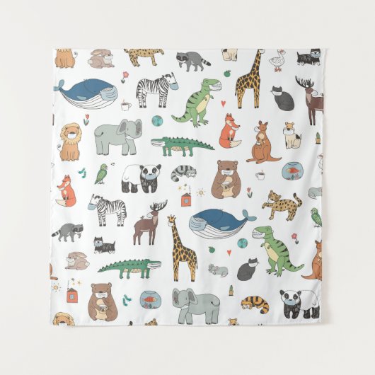 Tiermaske der Kinder, Virusmuster. Wandteppich (Vorderseite)