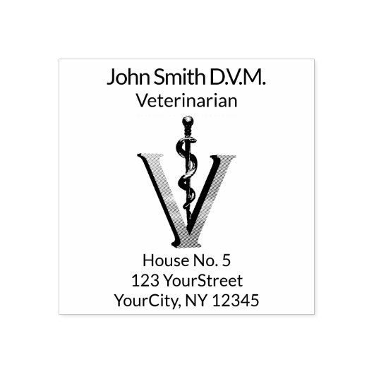 Tiermedizin Asclepius Vet Elegant Gummistempel (Prägung)