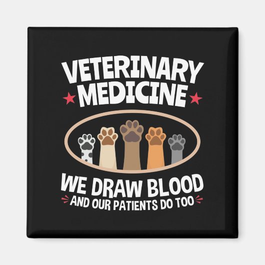 Tiermedizin Wir Zeichnete Blutfunny Vet Tech Magnet (Vorne)