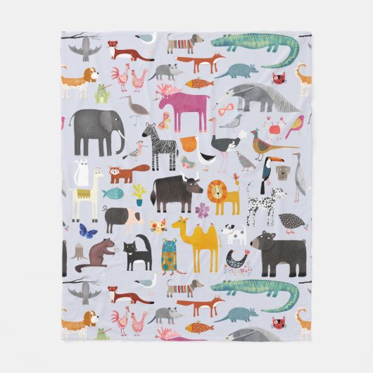 Tiermenagerie Fleecedecke (Vorderseite)