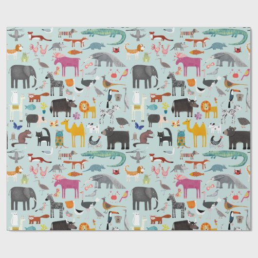 Tiermenagerie Geschenkpapier (Flach)