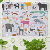 Tiermenagerie Geschirrtuch (Gefaltet)