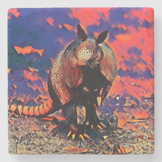 TierMix_Armadillo_001 Steinuntersetzer (Vorderseite)