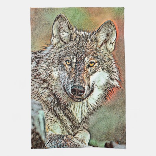 TierMix_Wolf_004 Geschirrtuch (Vertikal)