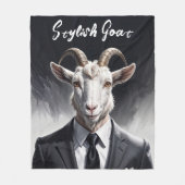 Tiermode-Mann Schwarz-weiß Horner Art Fleecedecke (Vorderseite)