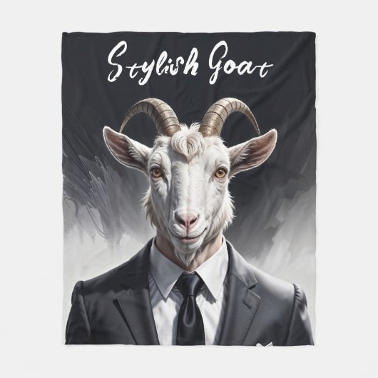 Tiermode-Mann Schwarz-weiß Horner Art Fleecedecke (Vorderseite)