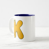 Tiermonogramm - K Zweifarbige Tasse (Vorderseite Links)