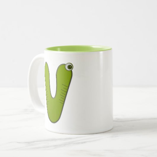 Tiermonogramm - V Zweifarbige Tasse (Vorderseite Links)