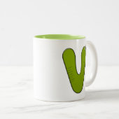 Tiermonogramm - V Zweifarbige Tasse (VorderseiteRechts)