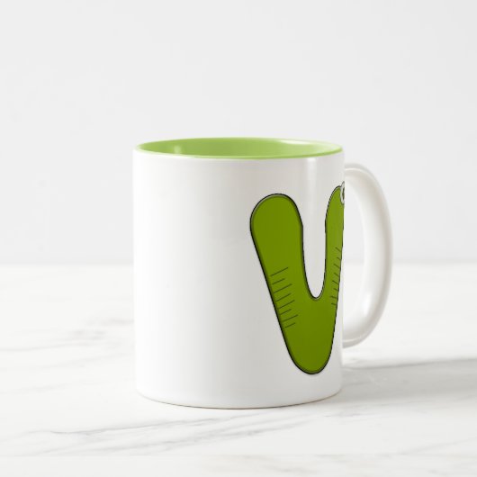 Tiermonogramm - V Zweifarbige Tasse (VorderseiteRechts)