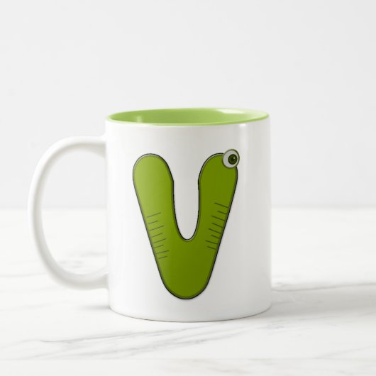 Tiermonogramm - V Zweifarbige Tasse (Links)