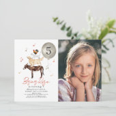 Tiermusiker Fairytale Foto Kind Geburtstag Einladung (Stehend Vorderseite)