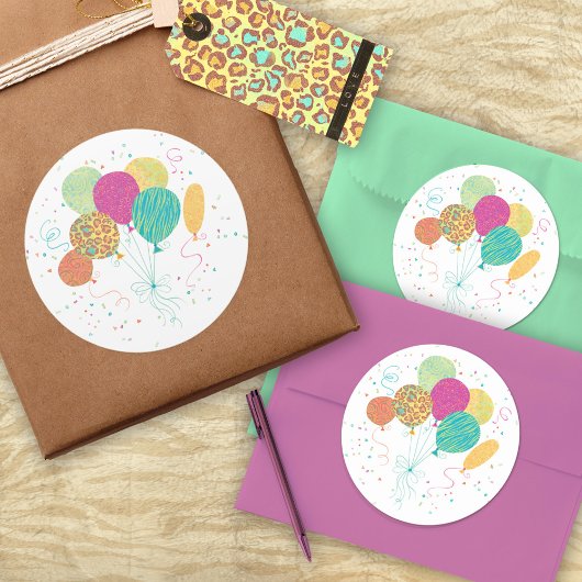 Tiermuster Birthday Balloons Stickers
