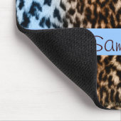 Tiermuster, Braun, Blau, Monogramm Mousepad (Ecke)