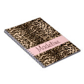 Tiermuster, Braun, Rosa, Monogramm Notizblock (Rechte Seite)
