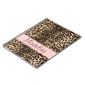 Tiermuster, Braun, Rosa, Monogramm Notizblock (Linke Seite)