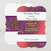 Tiermuster Jewel Tones zum Geburtstag Einladung (Vorne/Hinten)