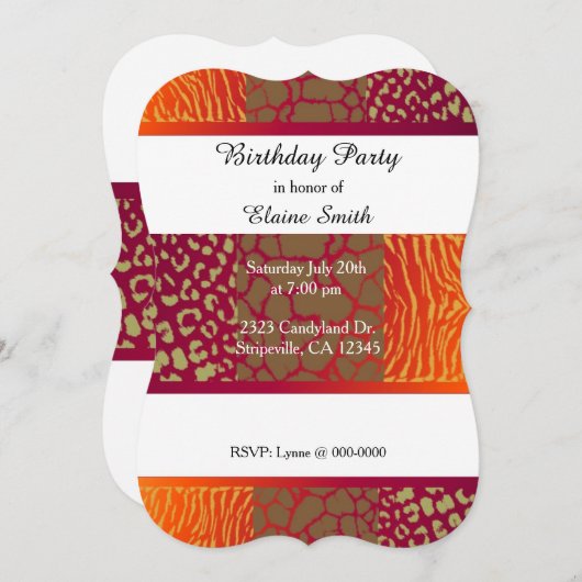 Tiermuster Jewel Tones zum Geburtstag Einladung (Vorne/Hinten)