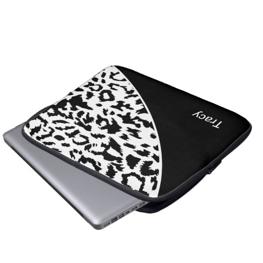 Tiermuster-Monogramm-Laptop-Hülse Laptopschutzhülle (Vorne Knopf)