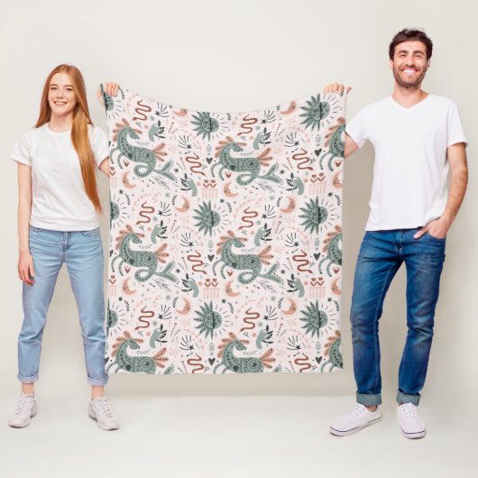 Tiermuster Rosa Hintergrund Wasserfarbe für Mädche Fleecedecke (Beispiel)