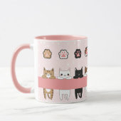 Tiernos gatitos en fondo rosa con flores tasse (Links)
